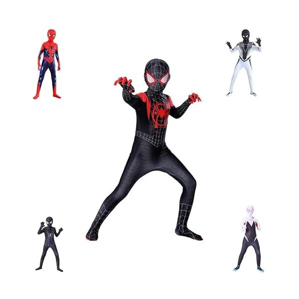 DONY Costume Super héros Spiderman 3D pour Enfant,Costume Combinaison DHalloween Cosplay VêTements de FêTe DAnniversaire Ca