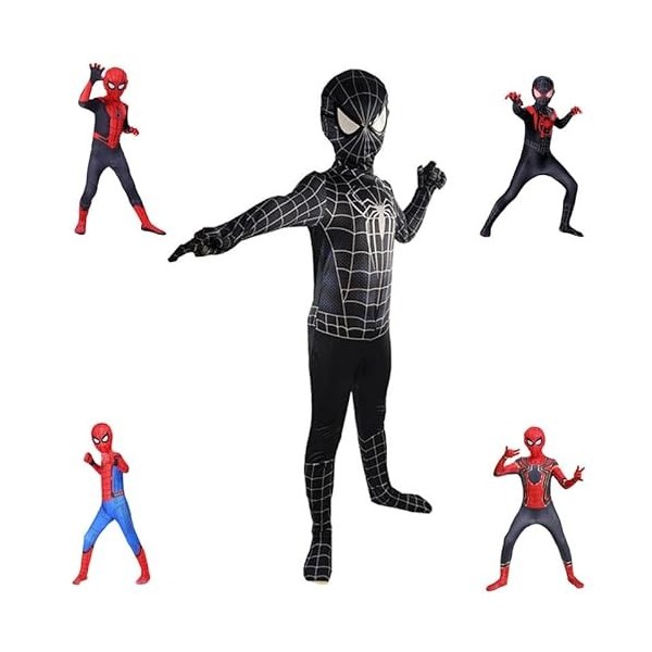 DONY Costume Super héros Spiderman 3D pour Enfant,Costume Combinaison DHalloween Cosplay VêTements de FêTe DAnniversaire Ca