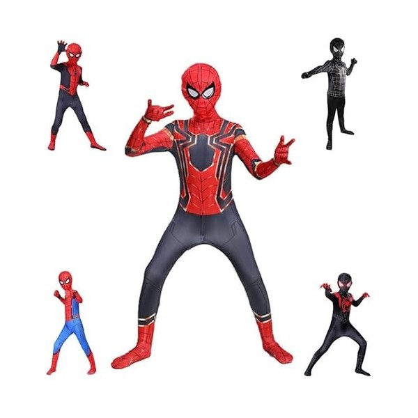 DONY Costume Super héros Spiderman 3D pour Enfant,Costume Combinaison DHalloween Cosplay VêTements de FêTe DAnniversaire Ca