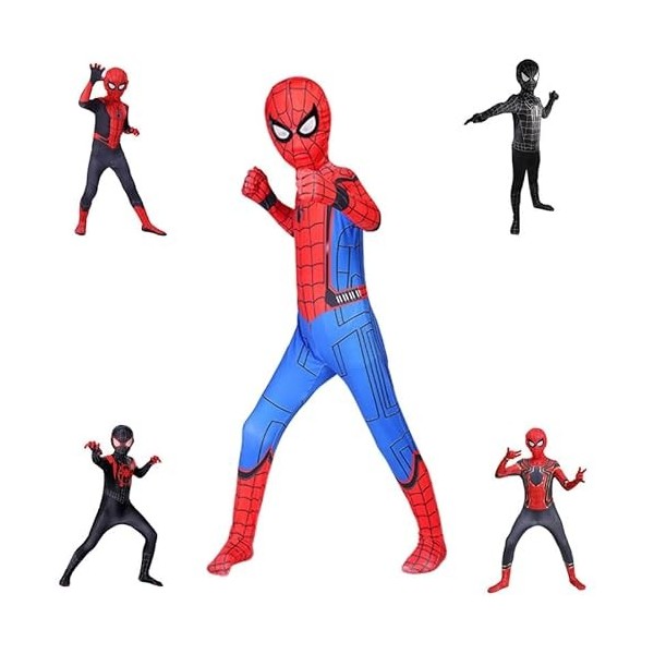 DONY Costume Super héros Spiderman 3D pour Enfant,Costume Combinaison DHalloween Cosplay VêTements de FêTe DAnniversaire Ca