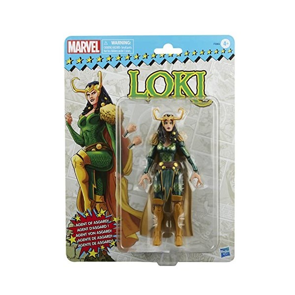 Marvel Hasbro Legends Series, Figurine Loki Agent dAsgard de 15 cm avec Pack rétro et 2 Accessoires