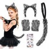 Hysagtek Costume de loup, Halloween, carnaval, déguisement de loup-garou, serre-tête pour enfant, queue de loup-garou, avec p