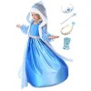 Eleasica Fille Manches Longues Déguisements Longue Cape Princesse Elsa Reine des Neiges Costume Accessoires Diadème Gants Bag