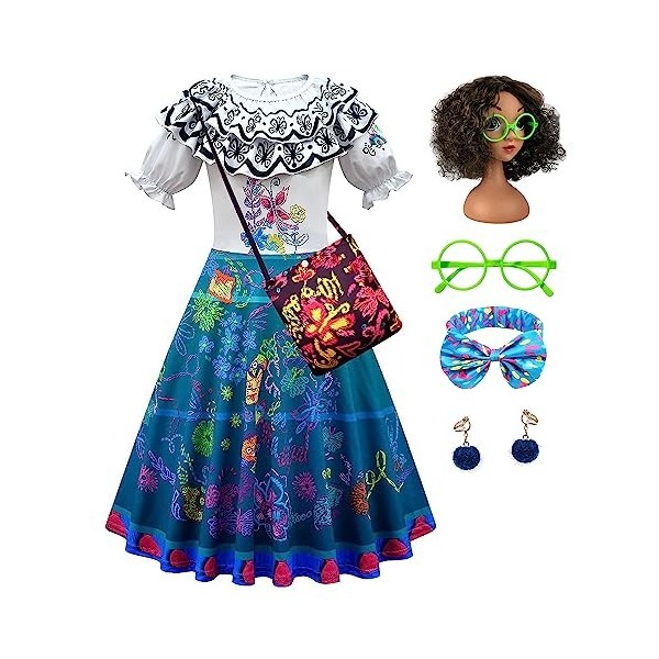 Monissy Encanto Mirabel Déguisement de Princesse Robe Noël Anniversaire Carnaval Cérémonie Costume Fille Enfant Costume Carna