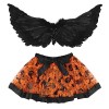 Qchomee Enfant Halloween Costume Ensemble Ailes dange en Plumes Noir et Jupe Tutu en Maille Coloré Déguisement de laile du 