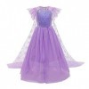 IWEMEK Filles Déguisements Princesse Elsa Robe Longue avec Cape + Accessoires Reine des Neige 2 Costume de Carnaval Halloween