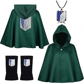 Cosplay Manga Cape Déguisement Recon Corps Veste Vert Collier Gant Costume Cadeau Anniversaire Fille Garçon Enfants Cosplay A