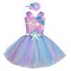 IBAKOM Costume Sirène Enfants Fille Ariel Raiponce Déguisement Princesse Cosplay Carnaval Halloween Noël Fête Anniversaire Pa