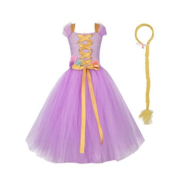 IBAKOM Costume Sirène Enfants Fille Ariel Raiponce Déguisement Princesse Cosplay Carnaval Halloween Noël Fête Anniversaire Pa