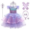 IWEMEK Filles Petite Sirène Ariel Costume Conte De Poisson Princesse Robe avec Accessoires Enfants Contes de Fées Halloween C