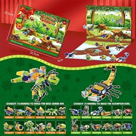 KETOY Calendrier de lAvent 2023 pour enfants - 24 insectes - Jouet de Noël - Blocs de construction 12 en 1 - Grands animaux 