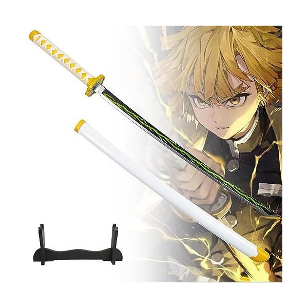 Asenmao Épée De Samouraï en Bois Epee en Demon Slayer De Katana Anime, Accessoires Dépée Ninja 6cm/104cm, Jouet pour Enfants