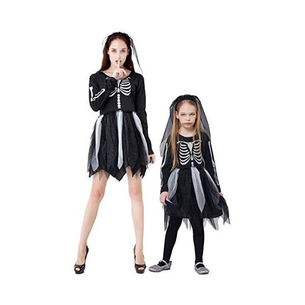 IKALI Filles Vêtements à ossature daraignée Luxueux La veille dHalloween Arc - en - ciel Os Robe de fantaisie Costume de so