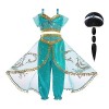 ACWOO Deguisement de Princesse Jasmine pour Enfants Filles, Costume de Princesse Jasmine avec Accessoires de Perruque, Filles