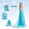 Elsa Robe Princesse Fille - Costume Princesse Elsa Enfant Deguisement avec Accessoires pour Halloween Cosplay Fête Dannivers