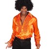 Boland - Chemise disco à volants, Orange, pour hommes, déguisement, t-shirt de fête, Schlagermove, années 70, fête de thème, 