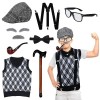 CHMMY Lot de 10 costumes de vieil homme pour enfant, accessoires de cosplay, accessoires de déguisement de grand-père, costum