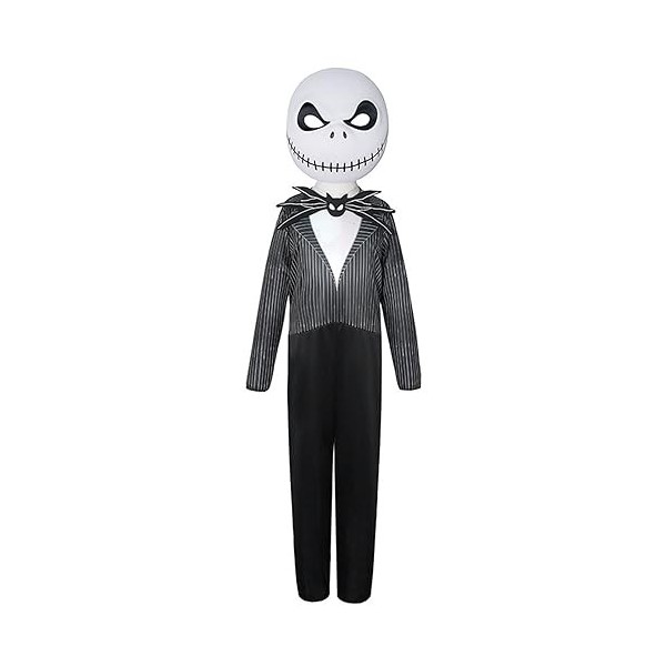 SheyLE Costume Jack Skellington pour enfants de 3 à 12 ans, combinaison squelette et masque, tenues de cauchemar pour Hallowe