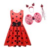 Lito Angels Deguisement Ladybug Coccinelle avec Ailes et Accessoires Enfant Fille, Robe à Pois Rouge et Noir Anniversaire Fet