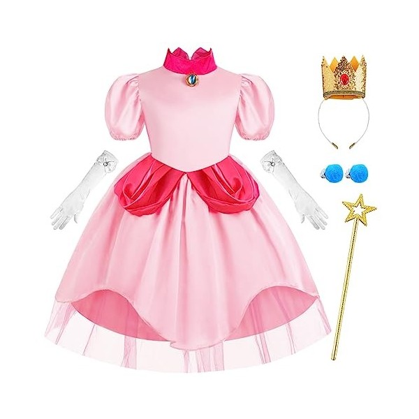 Tyidalin Peach Princesse Déguisement Robe pour Enfant Filles Super