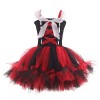 Xiaojiu DéGuisement Enfant Fille Deguisement De Sorciere,Enfant 4 Ans Robe Fille Halloween Accessoires Disco Jupe Rouge Fille