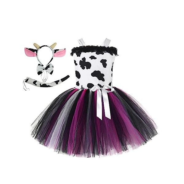 Xiaojiu DéGuisement Enfant Fille Deguisement De Sorciere,Enfant 4 Ans Robe Fille Halloween Accessoires Disco Jupe Rouge Fille