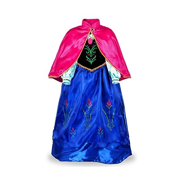 JerrisApparel Robe Costume Petites Filles Princesse Elsa Déguisement 110, Jaune avec Accessoires 