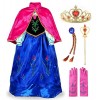 JerrisApparel Robe Costume Petites Filles Princesse Elsa Déguisement 110, Jaune avec Accessoires 