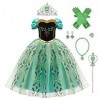 IWEMEK Filles Déguisements Princesse Anna Robe + Accessoires Reine des Neige 2 Costume de Carnaval Halloween Noël Robes de fê