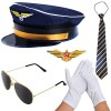 Kit de costume de capitaine de pilote davion avec lunettes de soleil daviateur bleu 