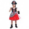 Rabtero Costume de Pirate pour enfants, fille mise à niveau de luxe pirate princesse robe, 7 pièces pirate accessoires pour l