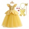 MYRISAM Filles Princesse Belle Robe de Carnaval Hors Épaule Costume de la Beauté et la Bête Halloween Déguisements Cosplay Cé