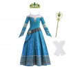 Lito Angels Deguisement Robe Princesse Merida Rebelle avec Accessoires pour Enfant Fille Taille 4-5 ans, Bleu étiquette en t