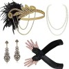 BABEYOND Accessoire Gastby des Années 1920 Costume Flapper Accessoire pour Femme y Compris Bandeau Collier Gants