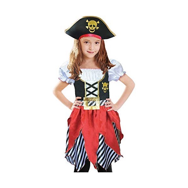 Sincere Party Costume de pirate pour filles Robe de luxe princesse boucanière pirate avec épée, sac de pirate, cache-oeil et 