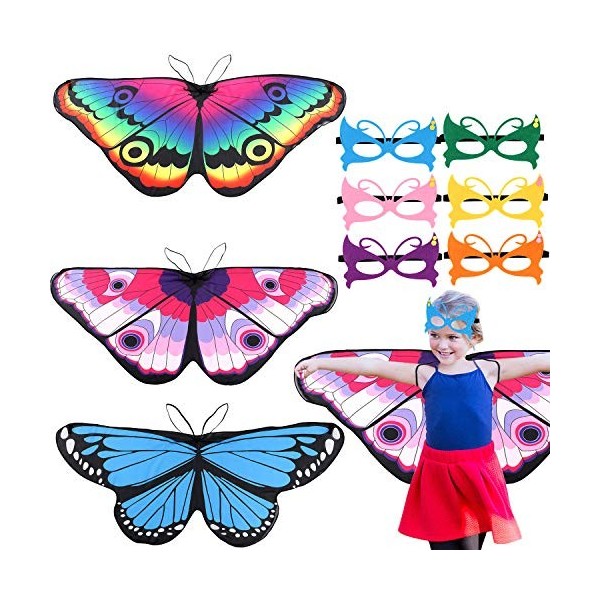SOIMISS Accessoires 3Pcs pour Costume Papillon Adulte Costumes Cape Adultes  Faveurs Cap Ailes Partie Aile Enfants Fée Cosplay