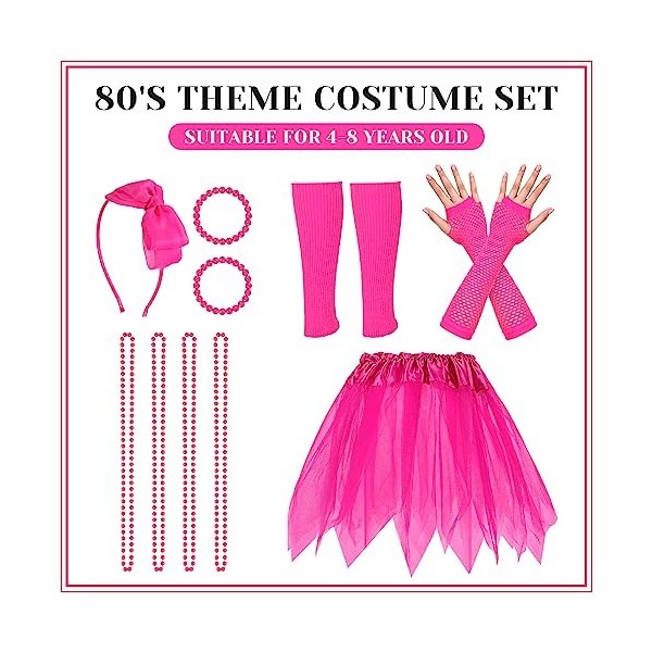 Boyiee Lot de 10 accessoires de costume des années 80 pour filles, costume de Noël pour enfants, cosplay, fête rétro sur le t