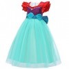 IWEMEK Filles Petite Sirène Ariel Costume Conte De Poisson Princesse Robe avec Accessoires Enfants Contes de Fées Cosplay Hal