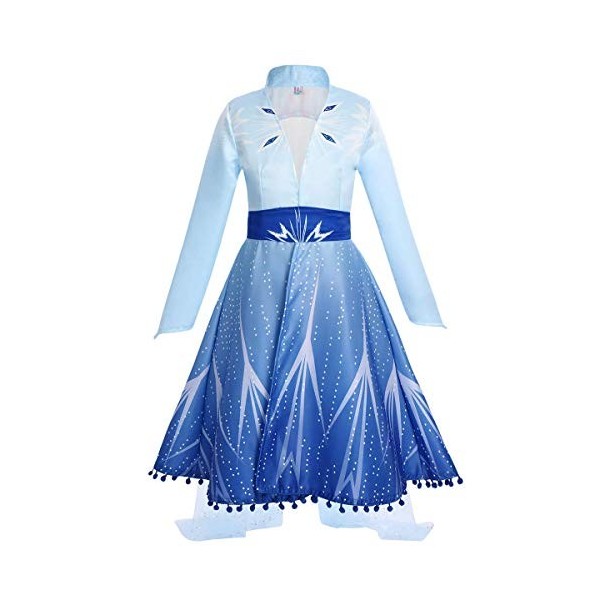 IWEMEK Déguisements Princesse Elsa Robe Filles Reine des Neige 2 Costume et Accessoires Manteau Pantalon Anniversaire Noël Ha