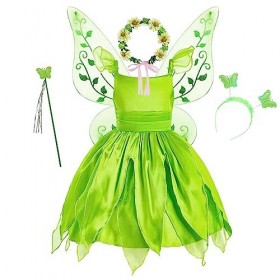 Monissy Déguisement Filles Fée Clochette Princesse Robe Couronne pour Cosplay Carnaval Soirée Halloween Noël Fête Anniversair