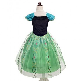 Lito Angels Deguisement Reine des Neiges Robe de Couronnement Princesse Anna avec Accessoires Enfant Fille, Taille 7-8 ans, V