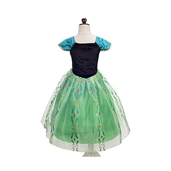 Lito Angels Deguisement Reine des Neiges Robe de Couronnement Princesse Anna avec Accessoires Enfant Fille, Taille 7-8 ans, V