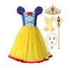 ReliBeauty Petites Filles Robe de Princesse Manches Juliettes Costume Jaune avec Accessoires,6-7 ans/120