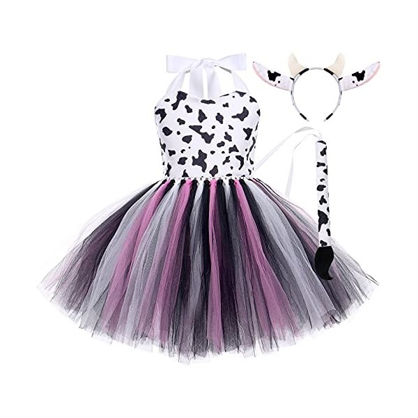 OBEEII Déguisement Danimaux Enfant Robe de Léopard/Girafe/Zèbre/Tigre/Vaches Tutu Princesse Cosplay Carnaval Halloween Fêtes