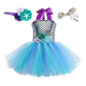 BARASH sirène pour filles - Costumes robe sirène sans manches rougeoyants | Accessoire jeu rôle pour soirée dansante, soirée 