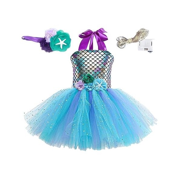 BARASH sirène pour filles - Costumes robe sirène sans manches rougeoyants | Accessoire jeu rôle pour soirée dansante, soirée 