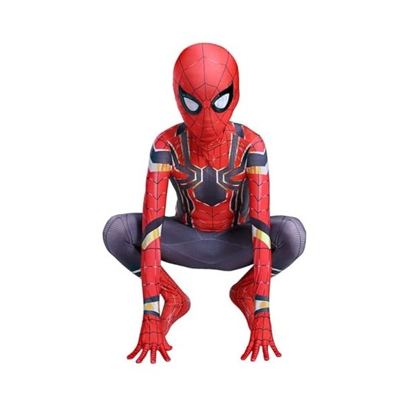 YILYMINA Spiderman Costume Spiderman pour enfant - Spandex - Robe daction et accessoires de fête - Costume dHalloween - 140