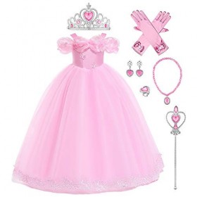 IBAKOM Enfant Fille Déguisement Blanche-Neige Cendrillon Sophia Reine des Neiges Costume Princesse Halloween Carnaval Noël An