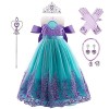 IMEKIS Enfant Filles Petite Sirène Robe Princesse Sequin Tutu Halloween Cosplay Habillage Costume De Carnaval De Noël avec Ac