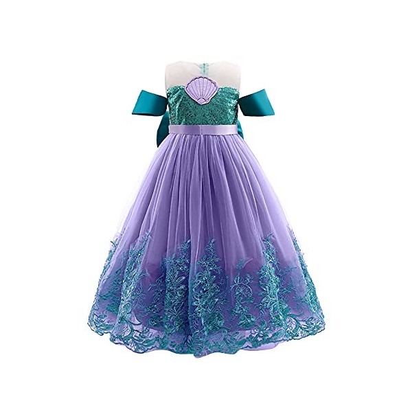 IMEKIS Enfant Filles Petite Sirène Robe Princesse Sequin Tutu Halloween Cosplay Habillage Costume De Carnaval De Noël avec Ac